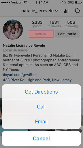 دکمه تماس در بیزینس پروفایل اینستاگرام دکمه تماس در بیزینس پروفایل اینستاگرام