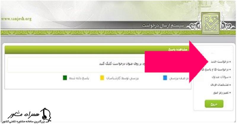 درخواست جدید در سیستم ارسال درخواست الکترونیکی سازمان سنجش آموزش کشور 