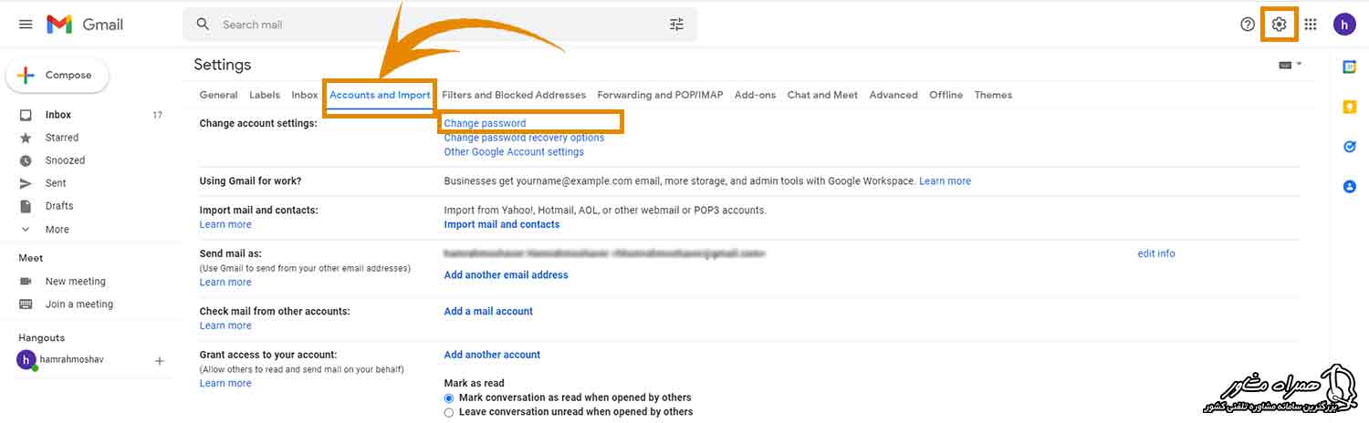 تغییر رمز gmail در کامپیوتر