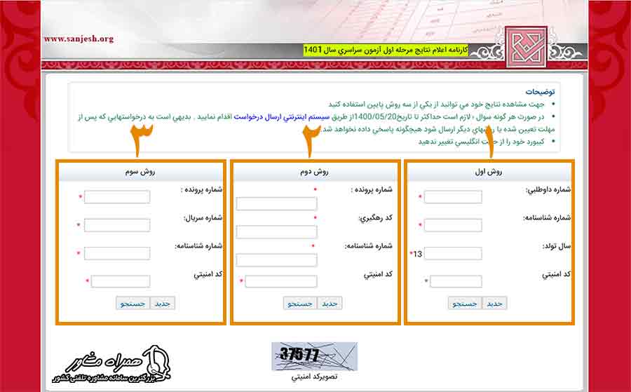 روش های اعلام نتایج مرحله اول آزمون سراسری