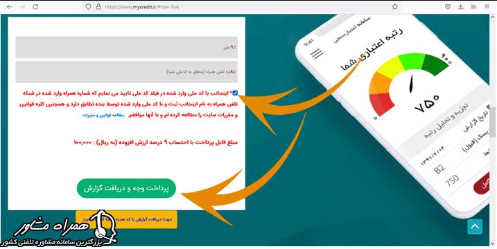 پرداخت وجه سامانه اعتبار سنجی