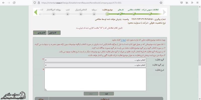 تعیین نوع فعالیت شرکت برای دریافت شناسه ملی شرکت و اشخاص حقوقی