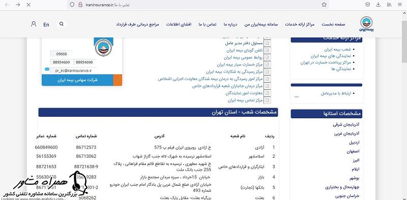 تماس با بیمه ایران