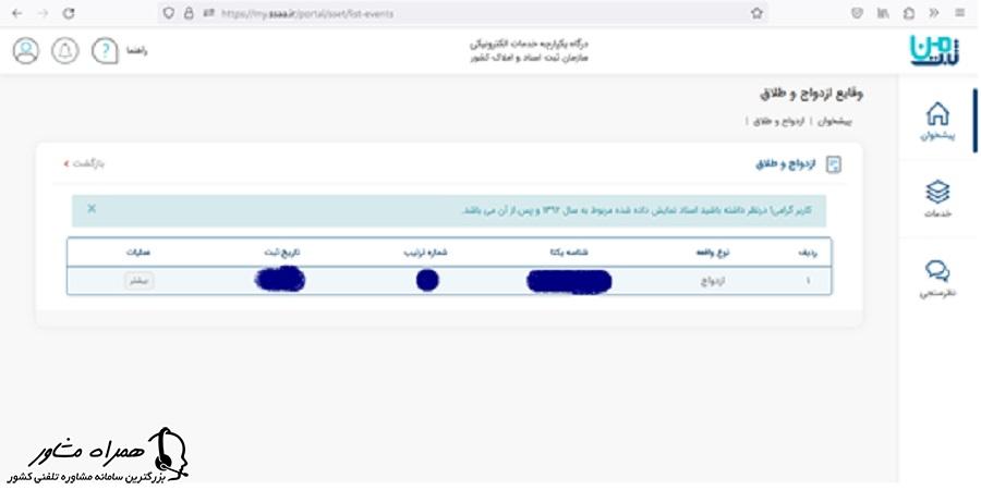 وقایع ازدواج و طلاقهای ثبت شده