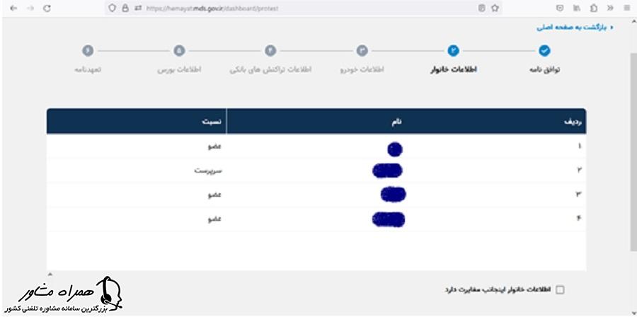 اطلاعات خانوار در ثبت شکایت یارانه