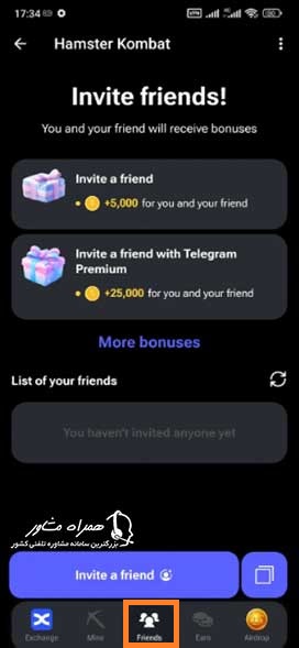 بخش Friends همستر کوین