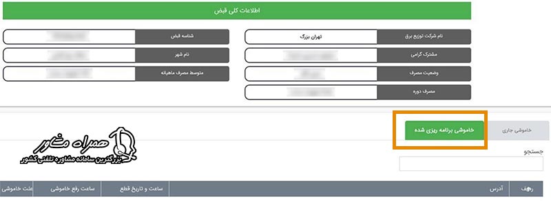 جدول قطعی برق تهران