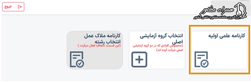 کارنامه علمی اولیه کنکور سراسری